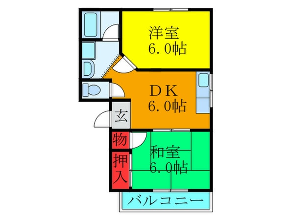 交久瀬ハイツＢ棟の物件間取画像